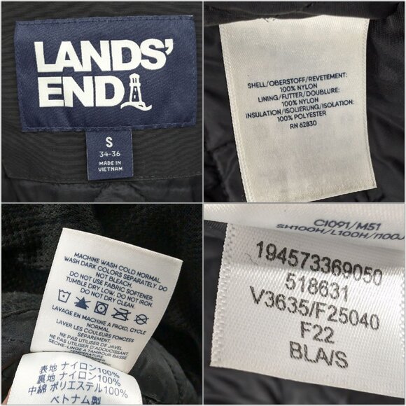 Lands End Squall Hooded Jacket Mens Black Full Zip Lined Insulated Size S - Picture 5 of 12